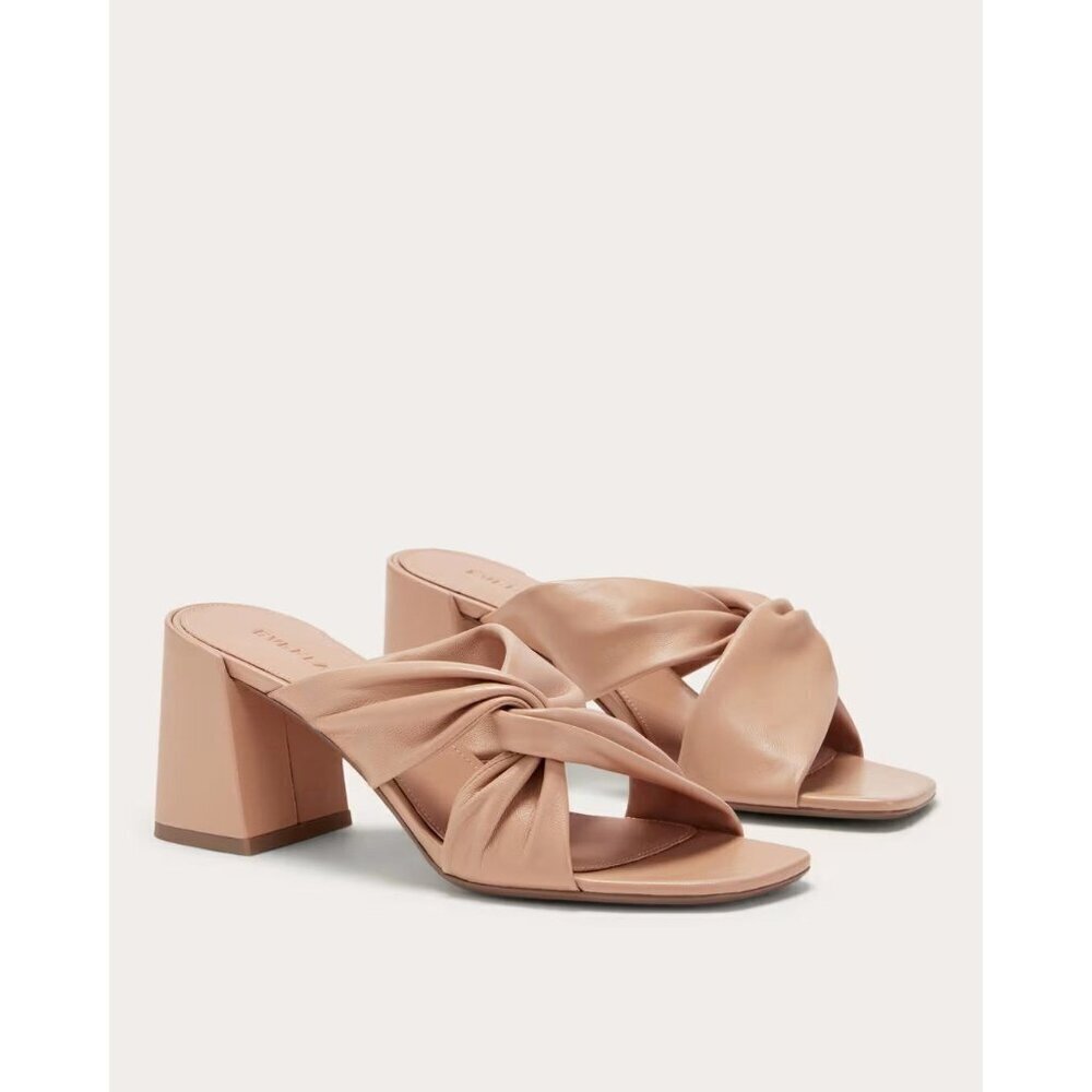 Everlane Block Heel Knotted Slide Sandals - Nude